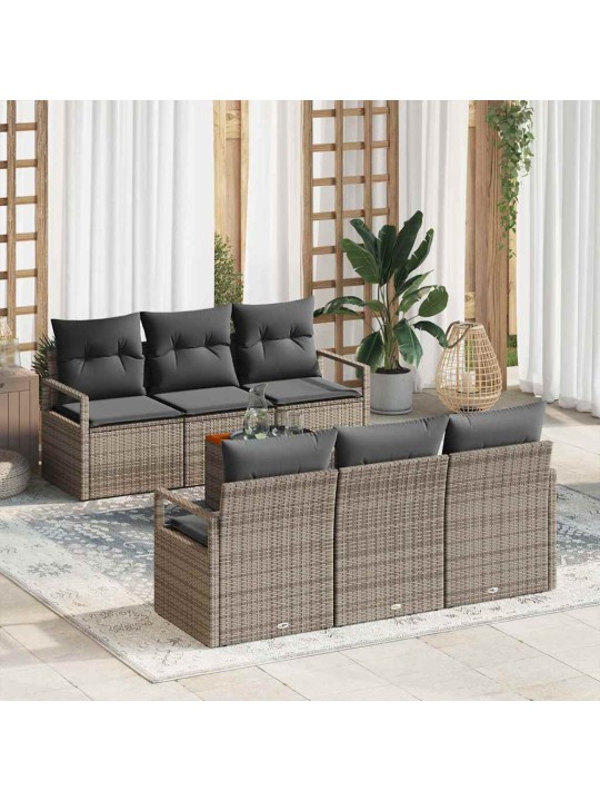 Dārza dīvānu komplekts 7 pcs pelēka