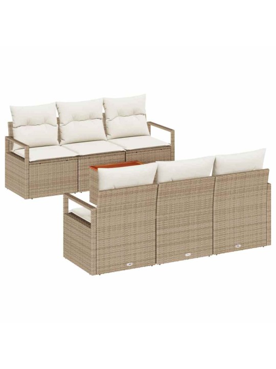 Dārza dīvānu komplekts 7 pcs bēšs un balts