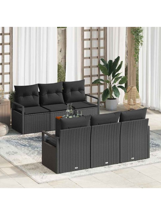 Dārza dīvānu komplekts 7 pcs melna