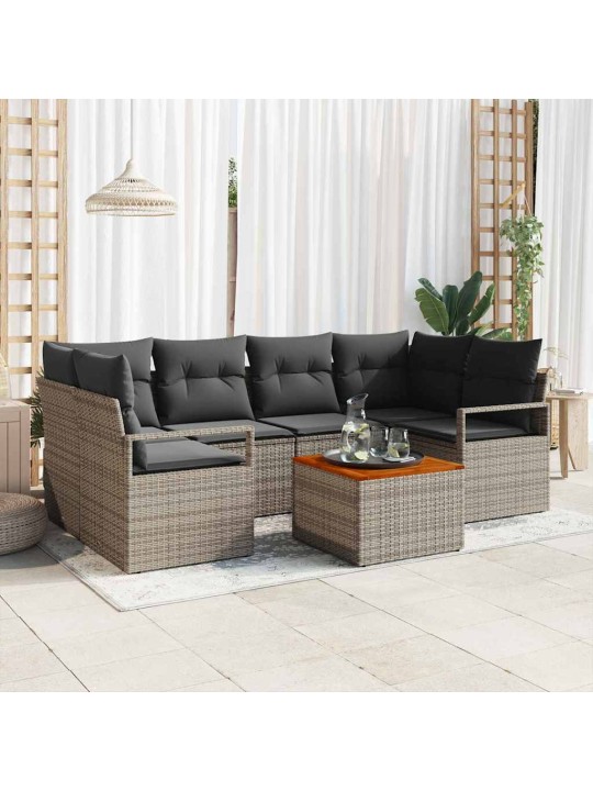 Dārza dīvānu komplekts 7 pcs pelēka