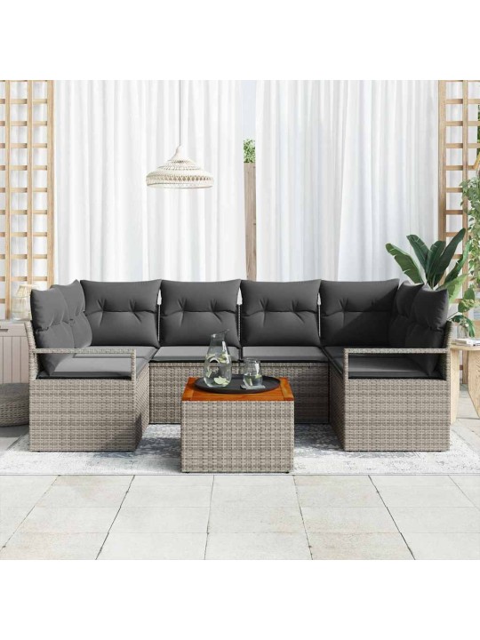 Dārza dīvānu komplekts 7 pcs pelēka