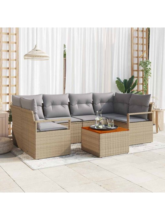 Dārza dīvānu komplekts 7 pcs bēša un gaiši pelēka