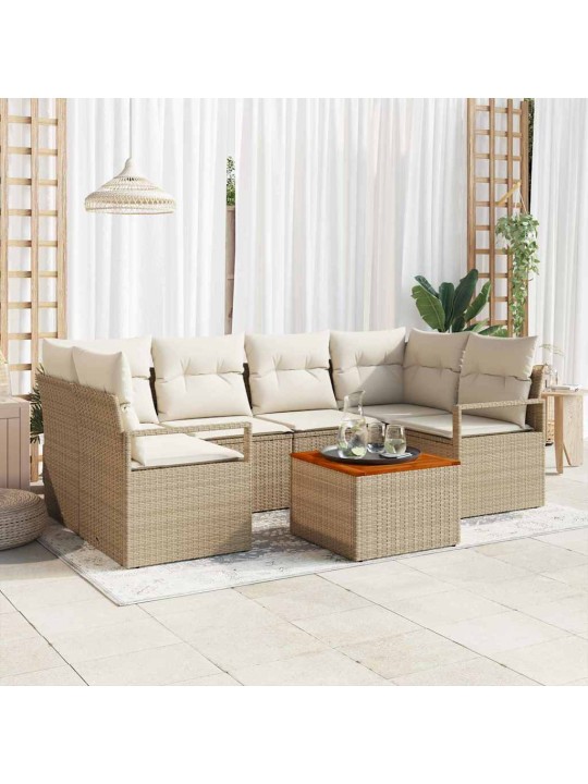 Dārza dīvānu komplekts 7 pcs bēšs un balts