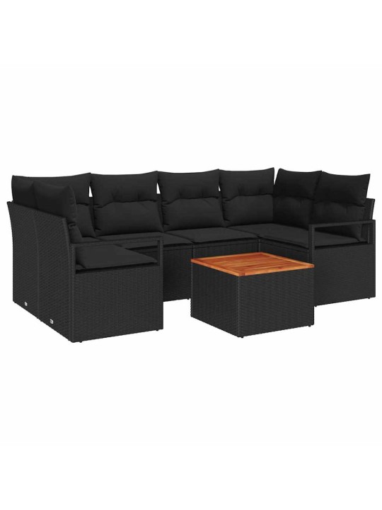 Dārza dīvānu komplekts 7 pcs melna