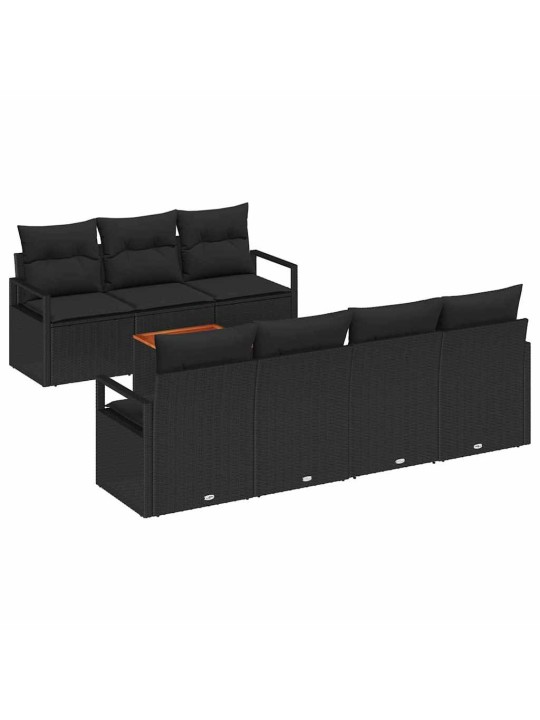 Dārza dīvānu komplekts 8 pcs melna