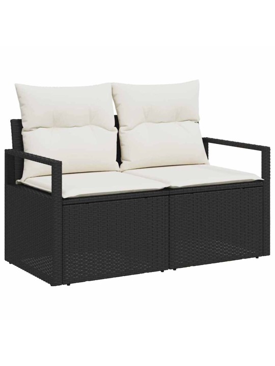 Dārza dīvānu komplekts 8 pcs melns un balts