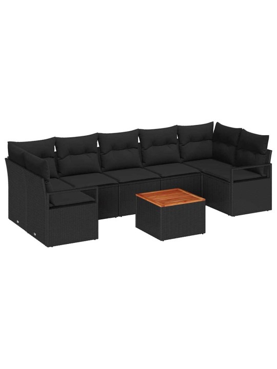 Dārza dīvānu komplekts 8 pcs melna