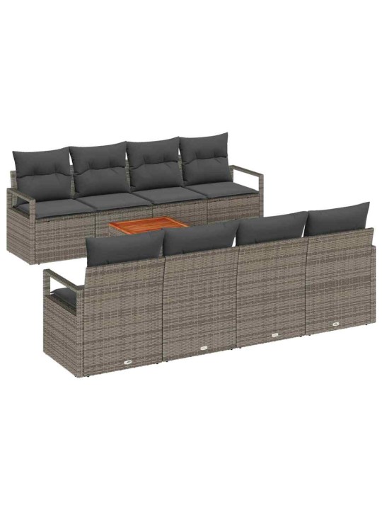 Dārza dīvānu komplekts 9 pcs pelēka