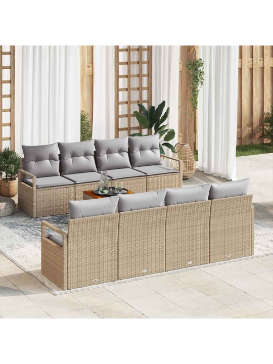 Dārza dīvānu komplekts 9 pcs bēša un gaiši pelēka