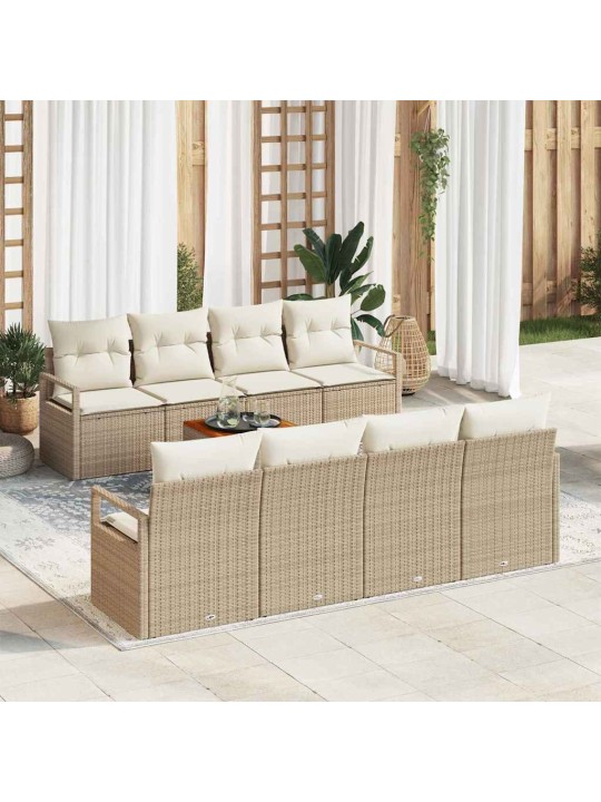 Dārza dīvānu komplekts 9 pcs bēšs un balts