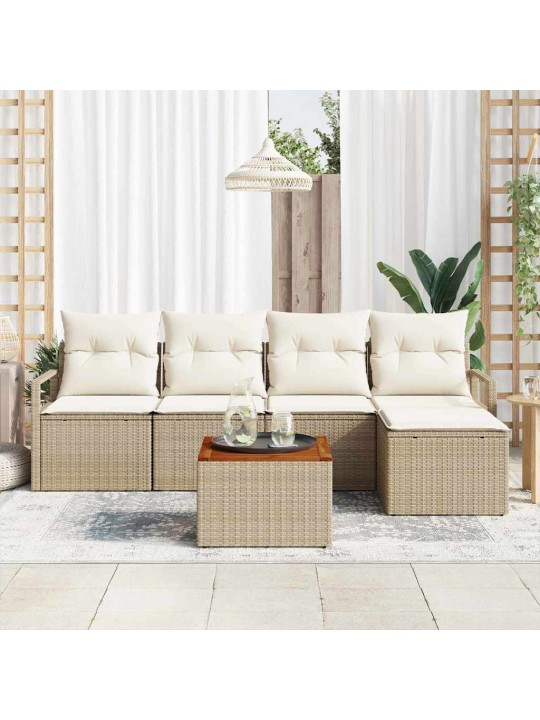Dārza dīvānu komplekts 6 pcs bēšs un balts