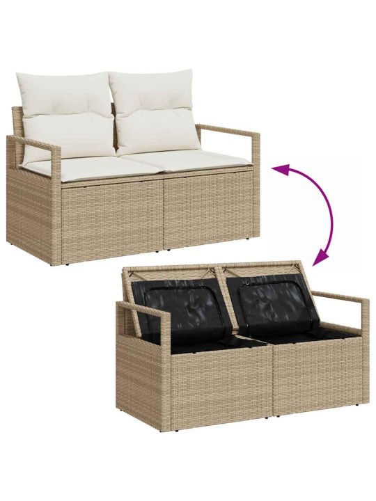 Dārza dīvānu komplekts 6 pcs bēšs un balts