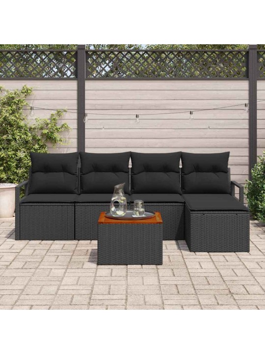 Dārza dīvānu komplekts 6 pcs melna