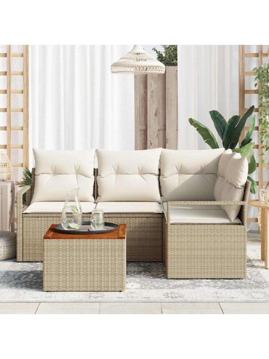 Dārza dīvānu komplekts 5 pcs bēšs un balts