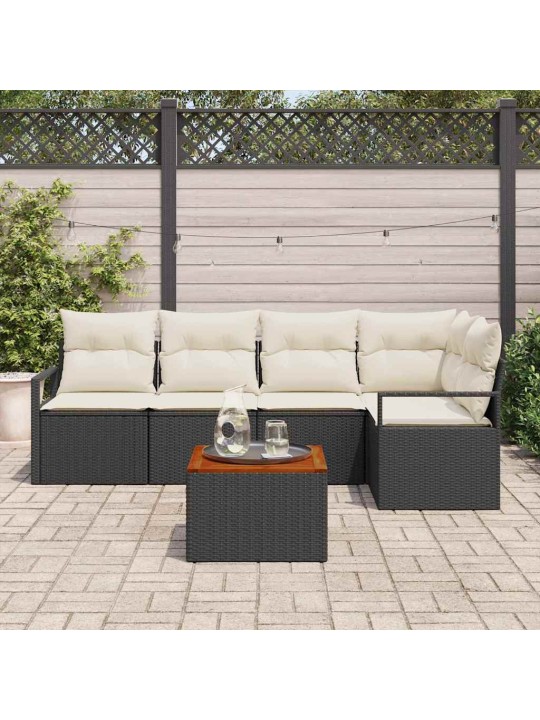 Dārza dīvānu komplekts 6 pcs melns un balts