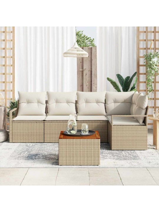Dārza dīvānu komplekts 6 pcs bēšs un balts