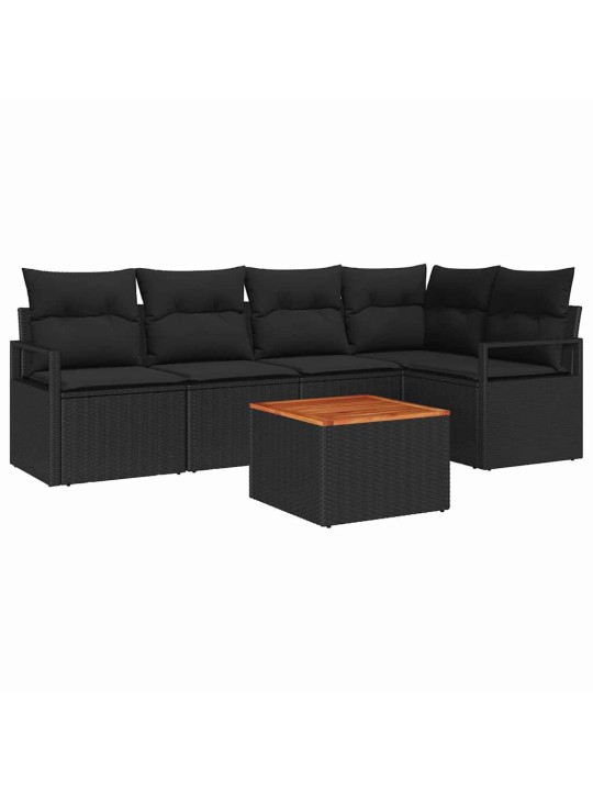 Dārza dīvānu komplekts 6 pcs melna