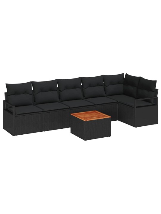 Dārza dīvānu komplekts 7 pcs melna