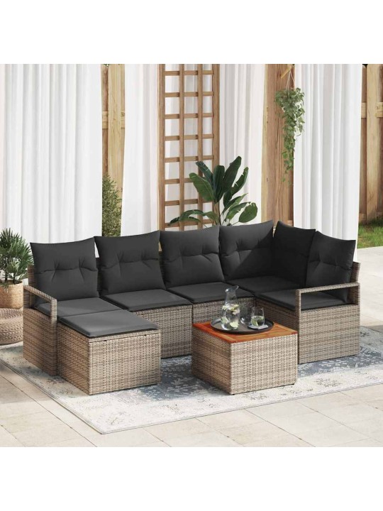 Dārza dīvānu komplekts 7 pcs pelēka