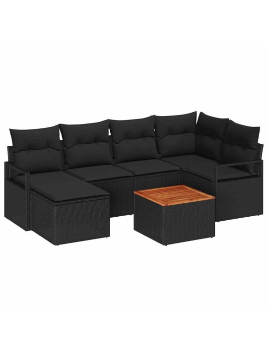 Dārza dīvānu komplekts 7 pcs melna