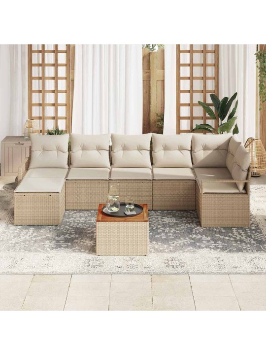 Dārza dīvānu komplekts 8 pcs bēšs un balts