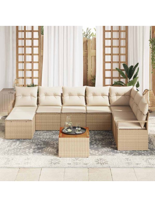 Dārza dīvānu komplekts 9 pcs bēšs un balts
