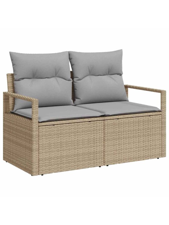 Dārza dīvānu komplekts 10 pcs bēša un gaiši pelēka