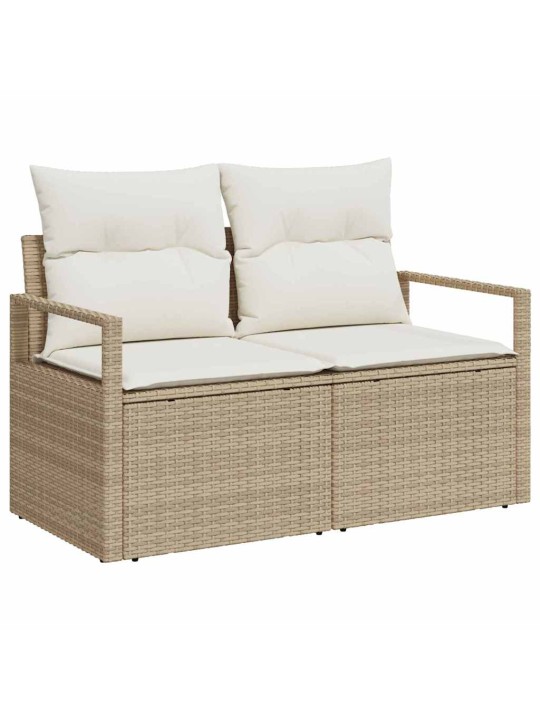 Dārza dīvānu komplekts 10 pcs bēšs un balts