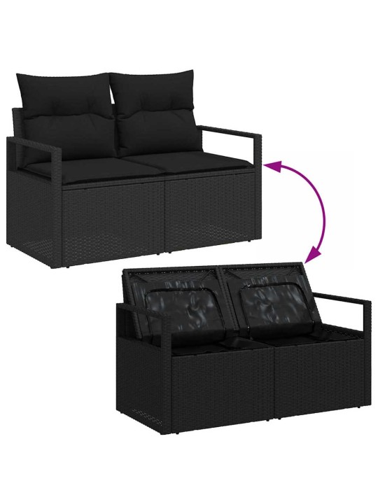 Dārza dīvānu komplekts 10 pcs melna