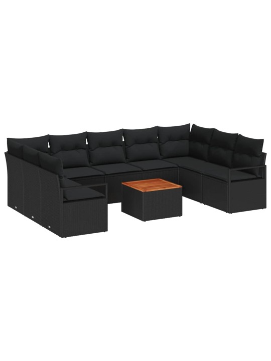Dārza dīvānu komplekts 10 pcs melna