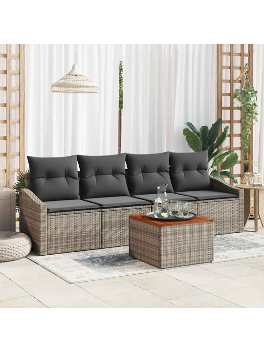Dārza dīvānu komplekts 5 pcs pelēka
