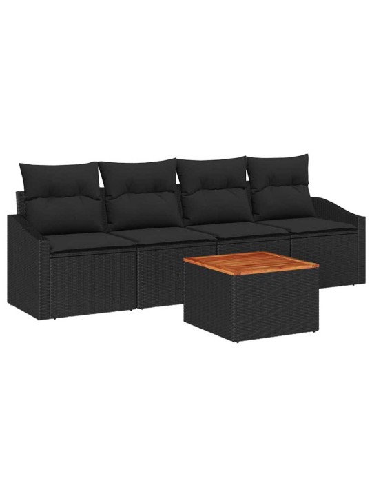 Dārza dīvānu komplekts 5 pcs melna