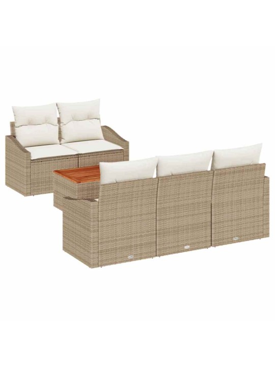 Dārza dīvānu komplekts 6 pcs bēšs un balts