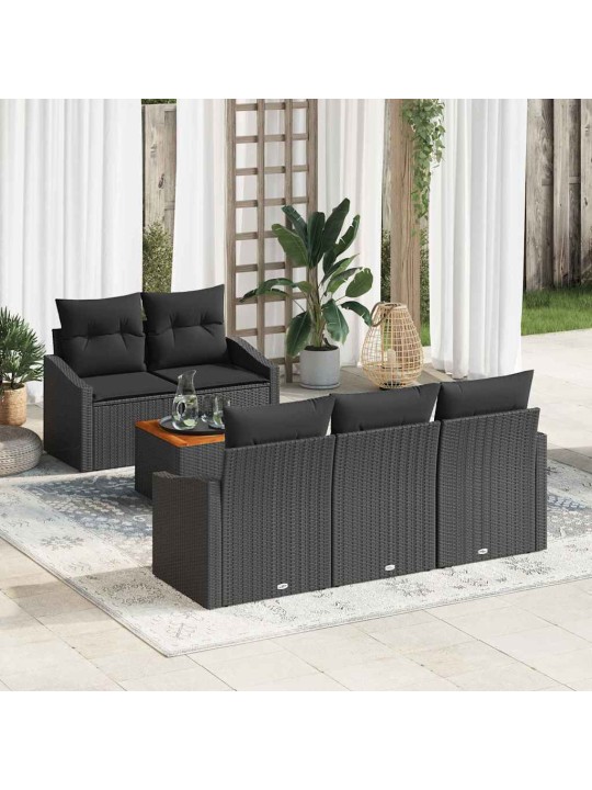 Dārza dīvānu komplekts 6 pcs melna