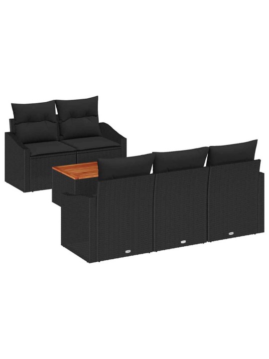 Dārza dīvānu komplekts 6 pcs melna