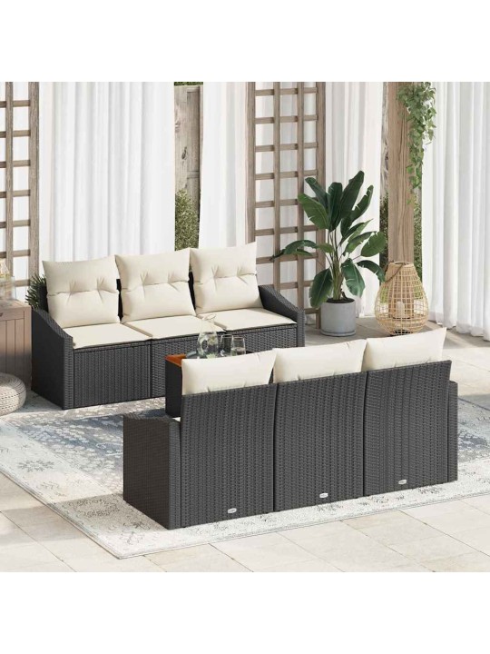 Dārza dīvānu komplekts 7 pcs melns un balts
