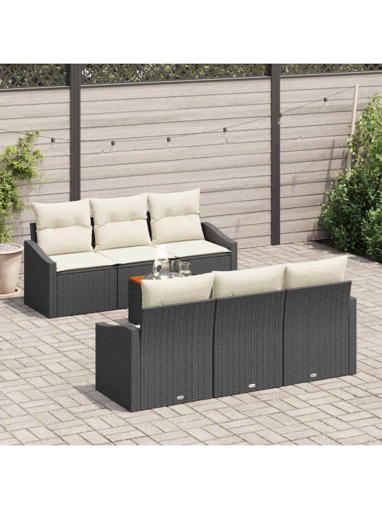 Dārza dīvānu komplekts 7 pcs melns un balts