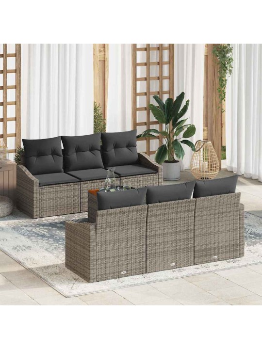 Dārza dīvānu komplekts 7 pcs pelēka