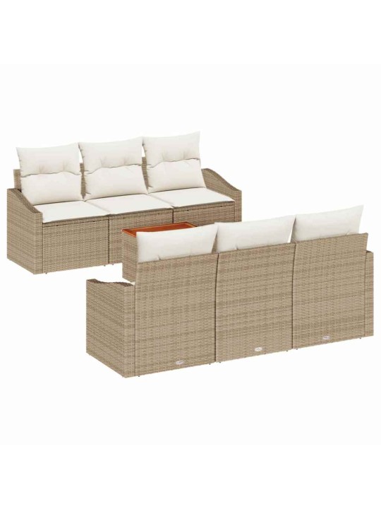 Dārza dīvānu komplekts 7 pcs bēšs un balts