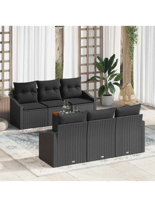 Dārza dīvānu komplekts 7 pcs melna