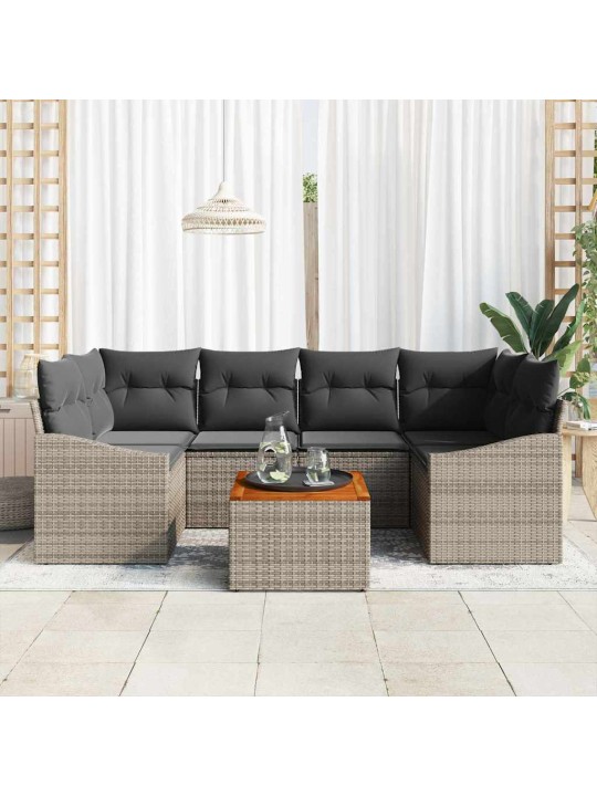 Dārza dīvānu komplekts 7 pcs pelēka