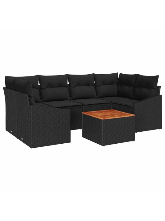 Dārza dīvānu komplekts 7 pcs melna