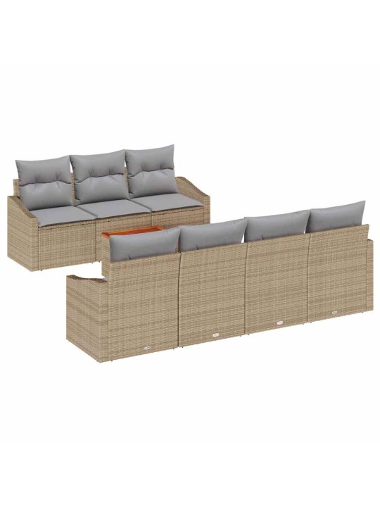 Dārza dīvānu komplekts 8 pcs bēša un gaiši pelēka