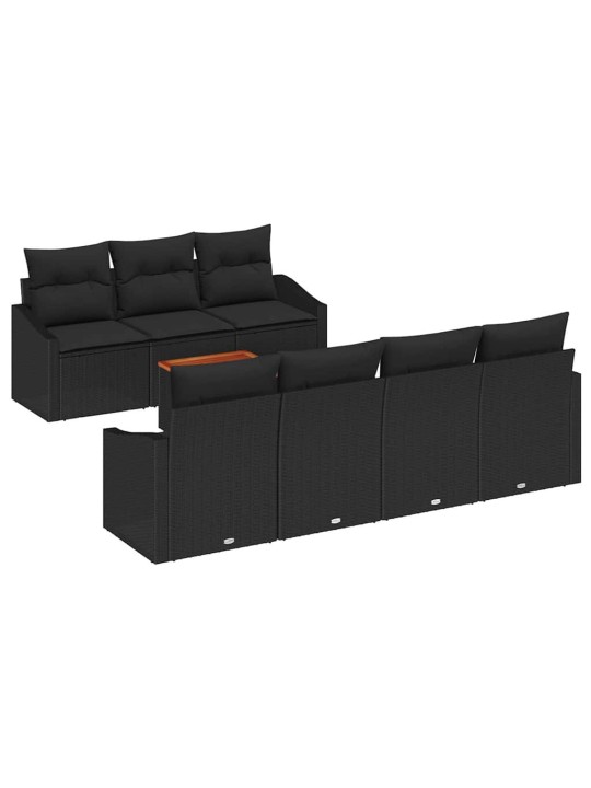 Dārza dīvānu komplekts 8 pcs melna