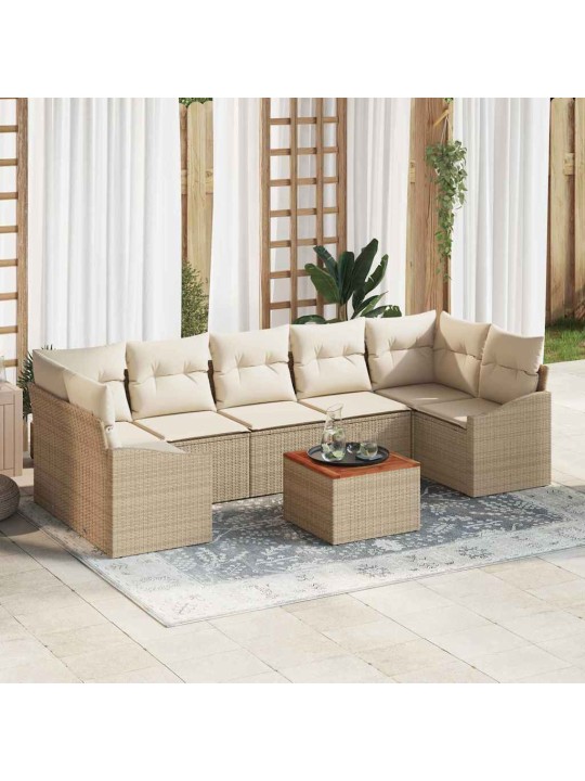 Dārza dīvānu komplekts 8 pcs bēšs un balts