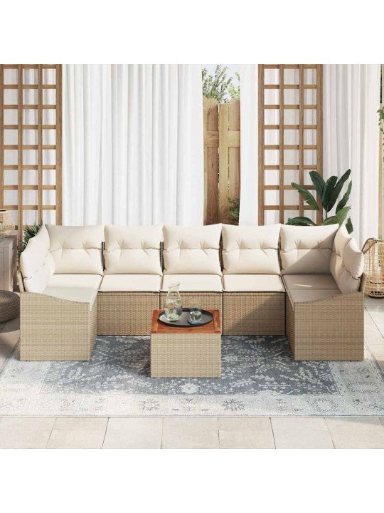 Dārza dīvānu komplekts 8 pcs bēšs un balts
