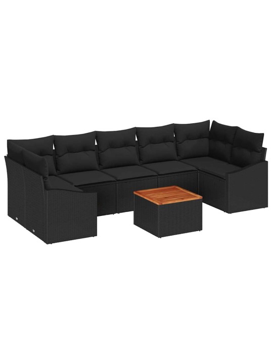 Dārza dīvānu komplekts 8 pcs melna