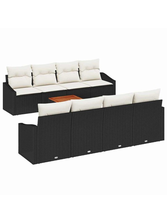 Dārza dīvānu komplekts 7 pcs melns un balts