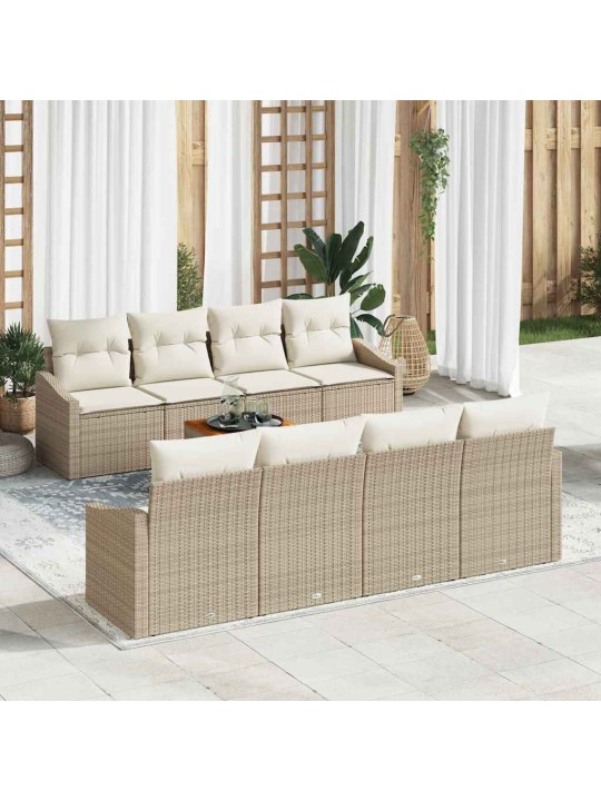 Dārza dīvānu komplekts 7 pcs bēšs un balts