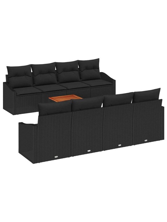 Dārza dīvānu komplekts 7 pcs melna